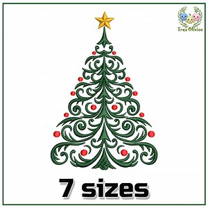Doodle Christmas Tree Machine Embroidery Design, Abstract, Easy, Festive, Xmas Lights 4x4 Pes Dst Hus Jef - Etsy