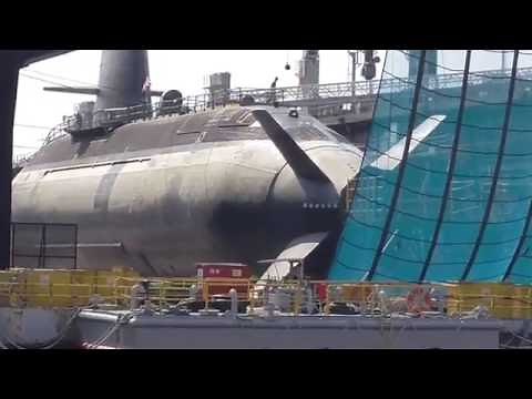 【海上自衛隊・潜水艦】潜水艦ドック入り＠川崎重工神戸工場【JMSDF Submarine in Kobe port】