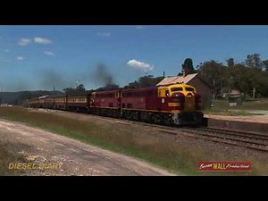 Australian Alco streamliner diesel locomotives 4473 & 4486 - Kandos tour - December 2011