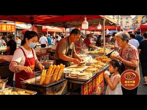 China Street Food Tour | Qingdao Morning Market: Crispy Pancakes, Egg Burgers & Fried Cakes