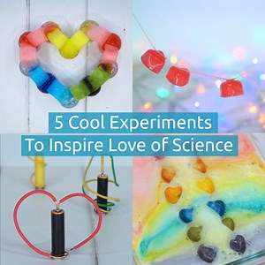 These cool experiments will encourage your child's love of learning while appealing to their sense of wonder. See their little faces light up as they learn about STEAM and how things work. ⭕️ Exploding hearts with baking soda and vinegar. ⭕️ Pick ice hearts with a string. ⭕️ Water is walking to create a rainbow heart. ⭕️ Light up a bulb with a balloon. ⭕️ Spinning hearts with copper wire. #TheDadLab #scienceiscool #scienceexperiments #scienceexperiment #distancelearning | TheDadLab