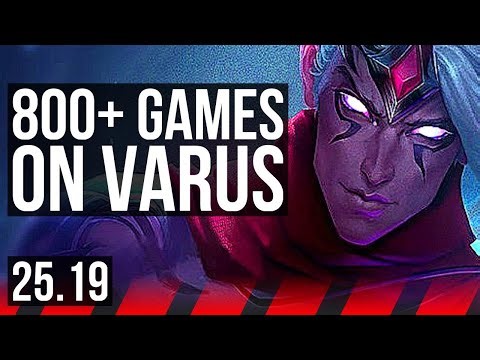VARUS vs YASUO (TOP) | 12 solo kills, 800+ games | KR Master | 25.19