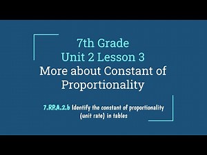 7th Grade Unit 2 Lesson 3 - More about Constant of Proportionality