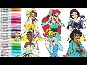 Disney Princess Coloring Book Compilation Belle Tiana Ariel Aurora Jasmine Cinderella Snow White