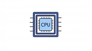 animated processor circuit on motherboard on white background