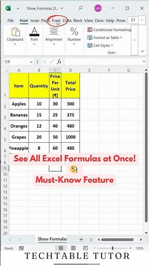 How to Show Formulas in Excel: Simple Steps! #excel #excelshorts #exceltricks