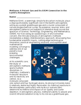 Methane & STEM - No Prep - Worksheet - 100% Editable
