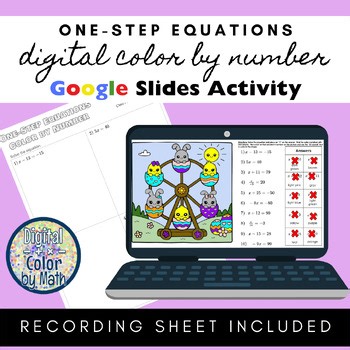 Digital Color by Number: One-Step Equations - Easter - Spring