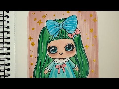 💚✨ Drawing & Coloring a Green Kawaii Doll! 🎨🧸