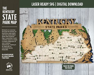The Kentucky State Park Map - Custom and Non Customizable Options - SVG, PDF File Download - Tested in Lightburn and Glowforge & Xtool - Etsy