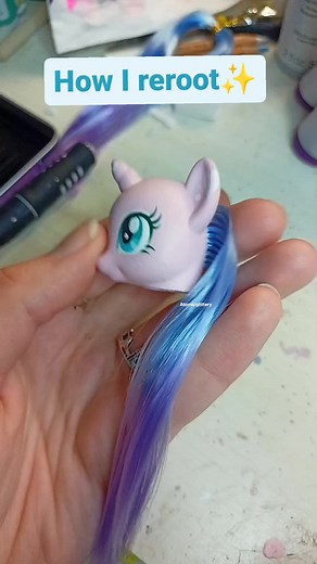 tutorial: how I reroot doll hair✨ #dolls #ooakdoll #repaint #mlp #mylittlepony #oc #tutorial #reroot #dollhair