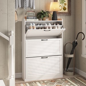 VEANERWOOD Shoe Storage Cabinet with 3 Flip Drawers Modern Shoe Rack Organizer for Entryway, White
