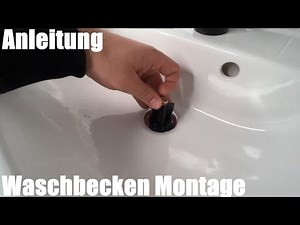 Washbasin assembly (basin, drain valve, bolts, siphon, water connection, mixer tap) instructions