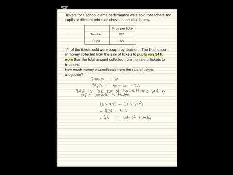 PSLE Math: How to Solve Ticket Price Questions in 3 simple steps