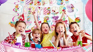 Candyland Hanging Banner, Candy Theme Party Supplies, Candy Party Hanging Decorations, Lollipop Hanging Decorations, Candyland Birthday Party Decorations, Candy Hanging Happy Birthday Banner for Kids