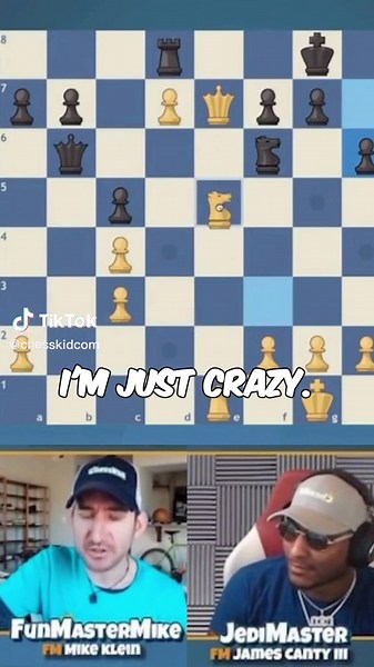 FunMasterMike’s awesome time scramble with James Canty 🤣 #chesskid #chess #jamescanty #funmastermike #timescramble #chesstok #chessforkids