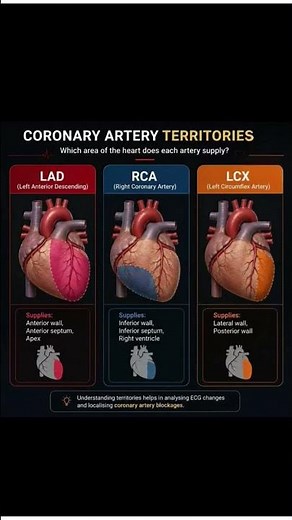 LAD Vs RCA Vs LCx🫀 #coronaryheartdisease