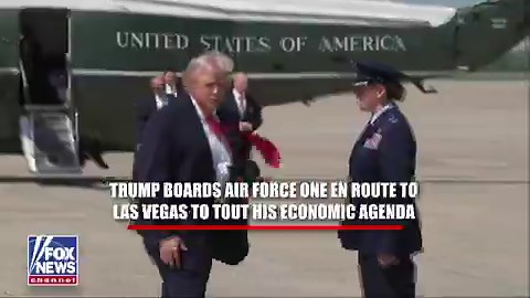 NEW: President Trump boards Air Force One to take his economic message on the road.Trump first heads to Las Vegas to highlight tax cuts from the 'Big Beautiful Bill' to help the GOP ahead of the midterms in two crucial swing states: Nevada and Arizona.