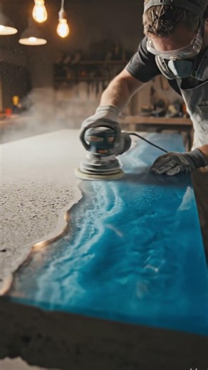 Turning Rough Concrete Into a Stunning Ocean Resin Table