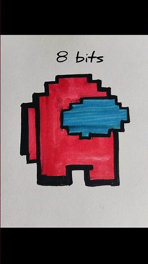Among us PIXEL art 😱 (64 bits to quarter bit :) #howtodraw #amongus #viral #art #shorts