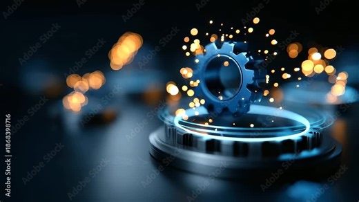 Workflow automation artificial intelligence software interface defocused digital background nodes triggers data tool dashboard coding icon flow process technology 3D rendering