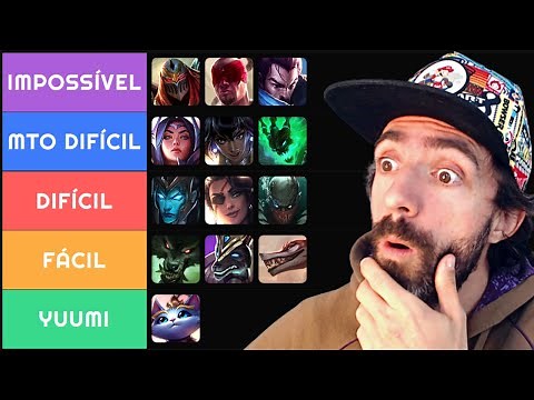 TIERLIST DOS CAMPEÕES MAIS DIFÍCEIS DO LOL! DO MAIS FÁCIL PRO MAIS COMPLEXO, EM TODAS POSIÇÕES