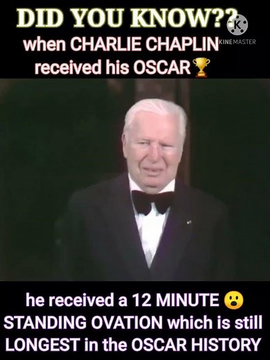 charlie Chaplin receiving his oscar in 1972, honorary award