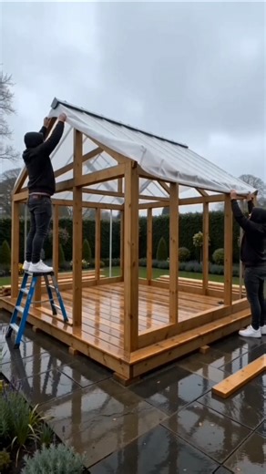 We Built a Luxury Wooden Greenhouse 🌿🌧️ | Timelapse