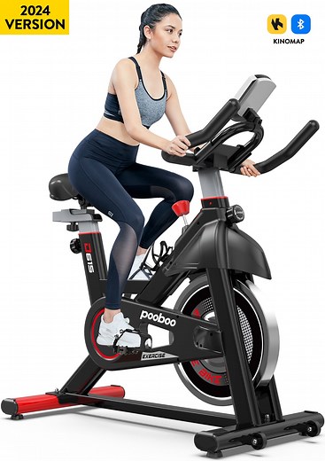 Pooboo Indoor Exercise Bike Silent Stationary Cycling Bike with 16 Levels of Magnetic Resistance - Walmart.ca