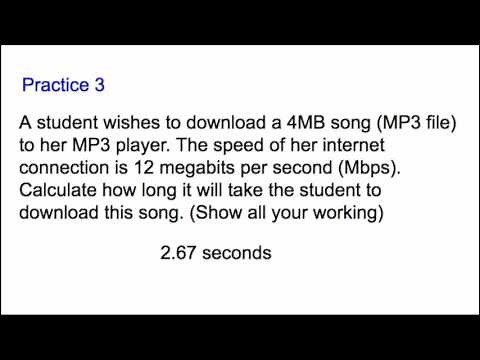 Calculating download time given file size and transfer speed part 4
