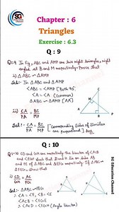 Class 10th Maths Chapter 6 Triangles Exercise : 6.3 Q : 9 to 12 | New NCERT | CBSE Board |