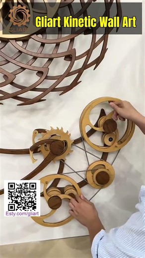ETSY SHOP Smooth No Battery Kinetic Wood Sculpture for Peaceful Rooms #EtsyShop #KineticWallArt #Ho
