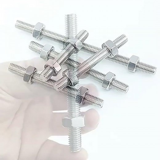 Made of 2205 duplex stainless steel, the double-end threaded stud features a ferrite-austenite