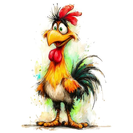 Funny Chicken Clipart: Quirky Cartoon Rooster Illustrations (JPG Download, Commercial Use OKAY - Etsy