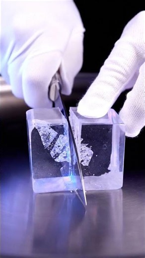 Cutting a crystal butter cube with surreal precision #ai #asmr #abstract