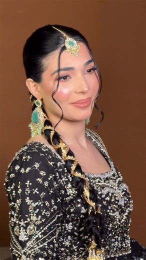 Nimra&Samra Arbab | MakeUp on Instagram: "~ Signature Party makeup on this beauty all the way from UK🖤 She wanted a soft, skin-like glow and we delivered just that😍 Outfit: @saadbinshahzad_official @thesistersvanity"