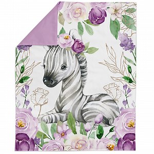 Baby Zebra Fabric Panel: Purple Floral Cotton Twill for Quilting - Etsy