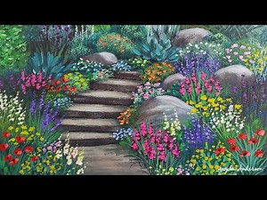 Garden Stairs Acrylic Painting LIVE Tutorial