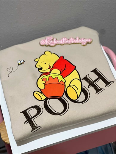 Let’s make a pooh bear crew neck using sublimation ink on top of easy subli sheets …. #easysubli #sisser #sublimationprinting #sublimationtutorials #personalizedsweaters