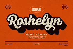 New Roshelyn Script - Font Family, a Script Font by Get Studio