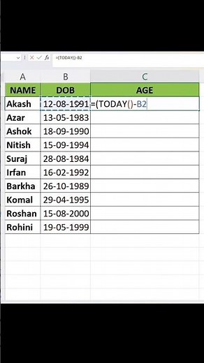 excel me age kaise nikale | Excel में Age कैसे Calculate करें | Date of Birth से उम्र निकालना सीखें