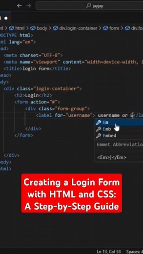 Creating a Login Form with HTML and CSS: A Step-by-Step Guide #fullstack #frontend