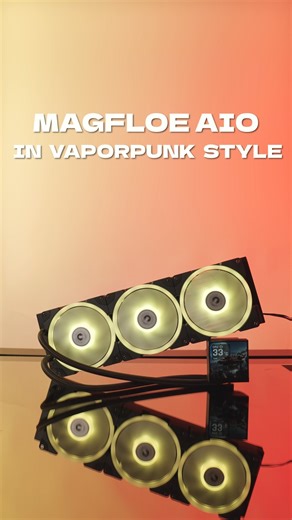 MAGFloe | VaporPunk Nostalgia meets next generation. 🌫️ Retro hues, soft glow, and futuristic cooling in perfect harmony. ✉️ Learn more: https://reurl.cc/gRlm4Q #Thermaltake #MAGFloe #AIO #SquareLCD #CustomDisplay #LCDCustomization #TTRGBPLUS3 #cooling | Thermaltake Technology Inc