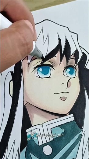 Drawing Muichiro Tokito ☁️ in 50 seconds ⏱️✨️ Part 2 ✨️ #shorts #drawing