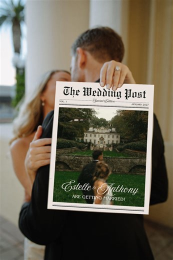 Newspaper Editorial Engagement Announcement | Canva Editable Template - Etsy