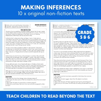 10 x Inference Passages Reading Comprehension | Non-Fiction | Grade 5 & 6