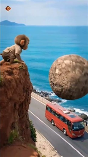 The baby Monkey save entire bus of people #funny #love