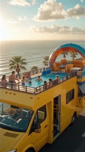 Luxury Road Trip Bus with Rooftop Pool | Dream Vacation Ride