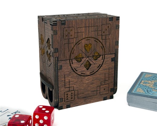 Poker-style Engraved Wooden Card Box for Game Night. Compact, Easy to Carry, and Magnetic Lock - Etsy