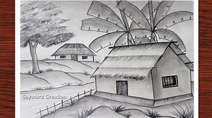 2.2K views · 59 reactions | How to draw easy scenery with pencil, Village nature drawing #drawing_academy #drawing_video #pencildrawing #artist #artwork #art #painting | Sayataru Creation | Facebook